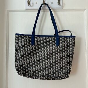 Lê Tanneur small tote in calf leather top and coated canvas w/ removable pouch